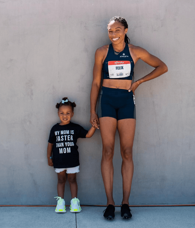 Allyson Felix com filha