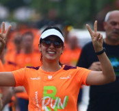Leilane durante participação em prova de corrida