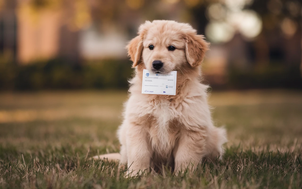 Cachorrinho com documento ideogram