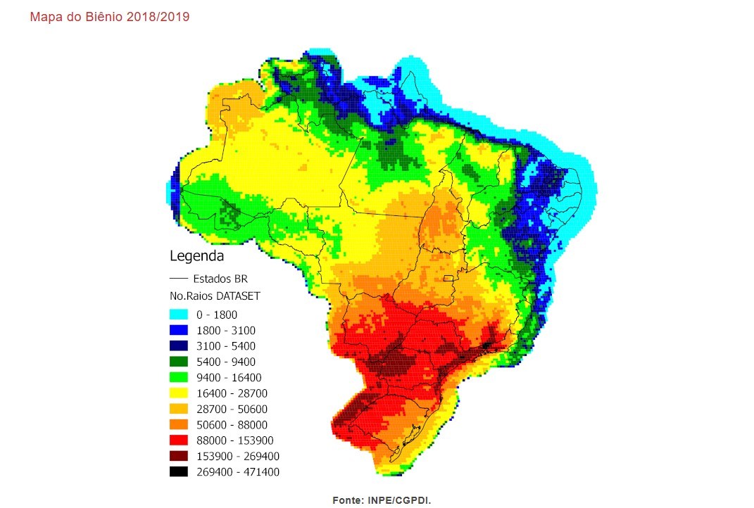 Mapa de raios brasil
