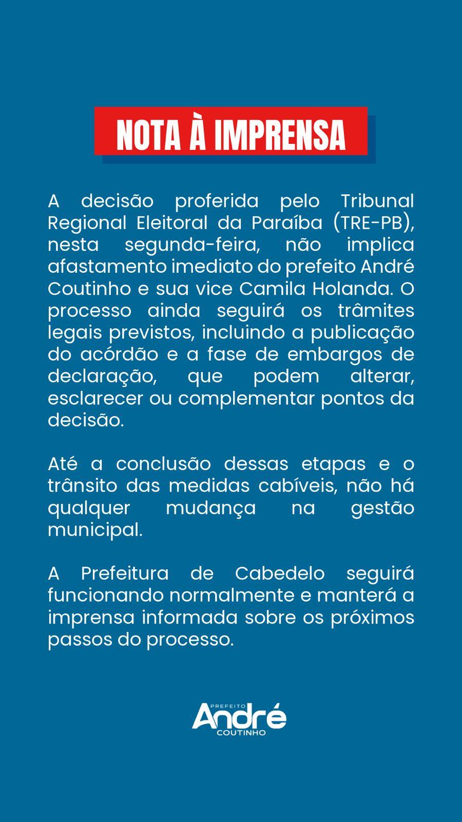 Nota a imprensa